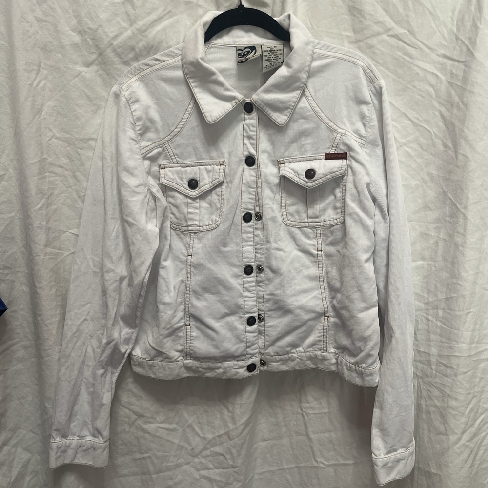 Roxy Corduroy Jacket 🤍 Cream Size L Soft Vintage Style Y2K Button‎ Up